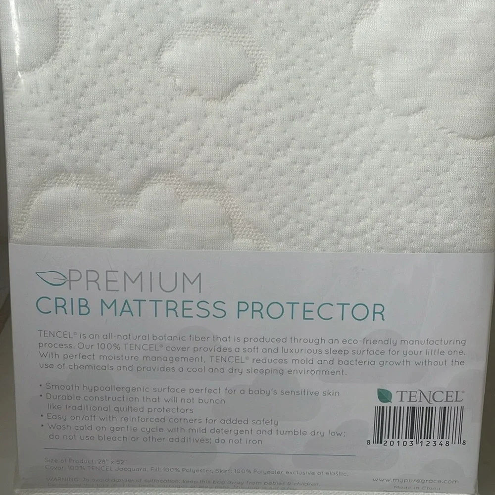 White Crib Mattress Cover Waterproof Hypoallergenic
